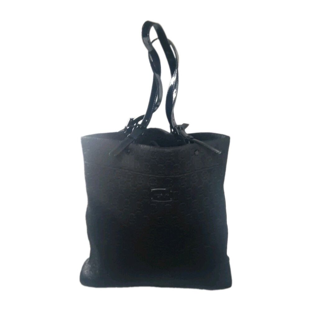 Michael Kors Jet Set Embossed Neoprene Logo Tote Black Handbag